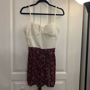 NWOT Lily Rose red floral & white quilted romper